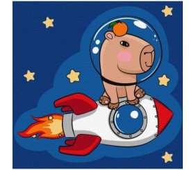 Картина за номерами "Капібара на ракеті" 30x30см