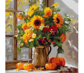 Картина за номерами "Осінній букет із соняхів" 40x40см