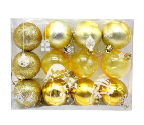 Новорічні прикраси,12 штук, кульки, D = 4,5 см, у слюді