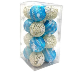 Новорічні прикраси, 16 штук, кульки, D=6 см, у слюді
