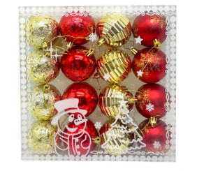 Новорічні прикраси, 16 штук, кульки, D= 5 см, в коробці