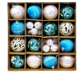 Новорічні прикраси, 28 штук, кульки, D = 2,5 см та 5 см, в коробці