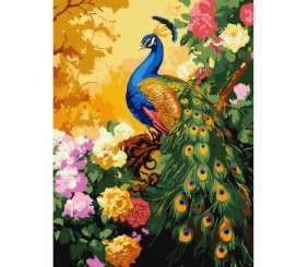 Картина за номерами "Павич у квітах" 30x40 см