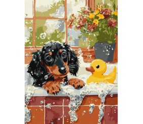 Картина за номерами "Купання з качечкою" 30x40 см