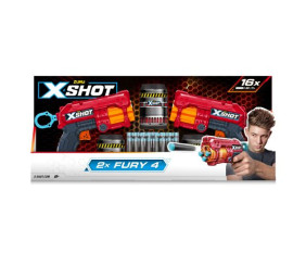 X-Shot Red Швидкострільний бластер EXCEL FURY 4 2 PK (3 банки, 16 патронів)