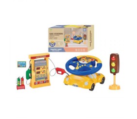 Кермо ТИГРЕНЯ, світлофор, заправна станція, підсвічування, звук, мелодії, машина-підставка, в коробці