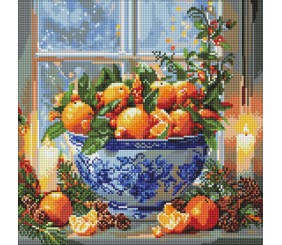 Алмазна мозаїка "Цитруси у вазі" 40х40 см