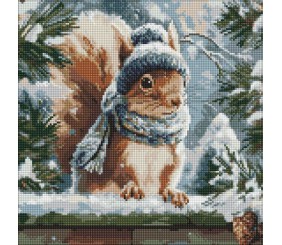 Алмазна мозаїка "Зимове білченя" 40х40 см