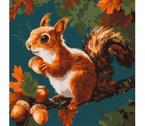 Картина по номерах "Горіхові скарби осені" 40х40 см