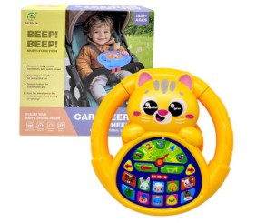 Кермо музичне на батарейках "КОТИК" (ЖОВТИЙ)