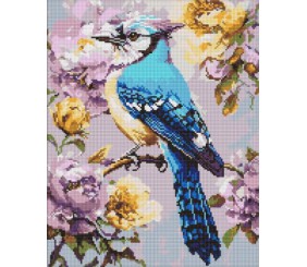 Алмазна мозаїка - "Сойка в півоніях" ©art_selena_ua, 40х50см
