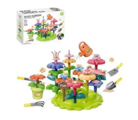 Конструктор “Квітковий сад”, набір садівника, 55 елементів, граблі, лопата, вила, лійка, вазон, квіти, в коробці