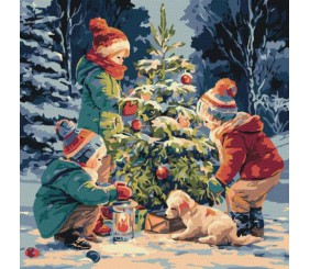 Картина за номерами - "Ялинка дружби" ©art_selena_ua, 40х40см