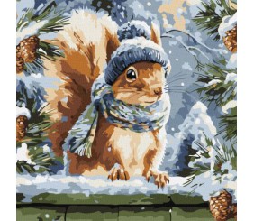 Картина за номерами - "Зимове білченя" ©art_selena_ua, 40х40см