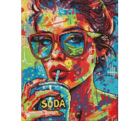 Алмазна мозаїка - "Дівчина з содовою" ©art_selena_ua, 40х50см
