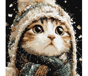 Картина за номерами - "Сніговий котик" ©art_selena_ua, 40х40см