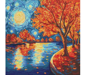 Алмазна мозаїка - "Осіння ніч" ©art_selena_ua, 40х40см