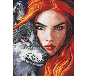 Алмазна мозаїка - "Руда з вовком" ©art_selena_ua, 40х50см