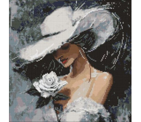 Алмазна мозаїка - "Біла троянда" ©art_selena_ua, 40х40см