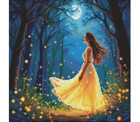 Алмазна мозаїка - "Дівчина серед світлячків" ©art_selena_ua, 40х40см