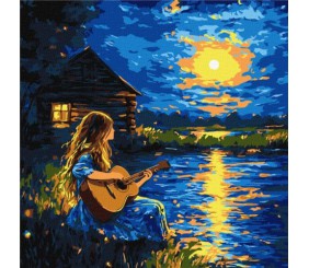 Картина за номерами - "Звуки у темряві" ©art_selena_ua, 40х40см