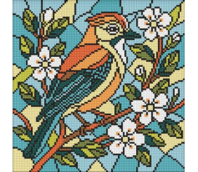 Алмазна мозаїка - "Вітраж. Сойка" ©art_selena_ua, 30х30см