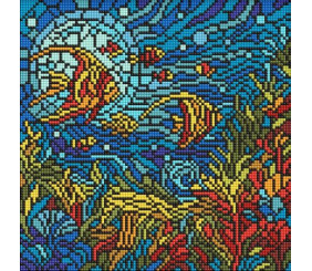 Алмазна мозаїка - "Вітраж. Морський світ" ©art_selena_ua, 30х30см