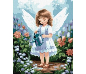Картина за номерами - "Янголятко в саду" ©art_selena_ua, 40х50см