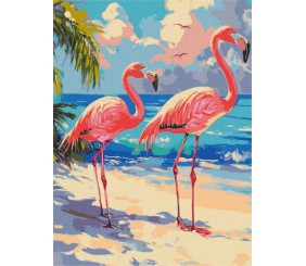 Картина за номерами - "Рожеві фламінго" ©art_selena_ua, 30х40см