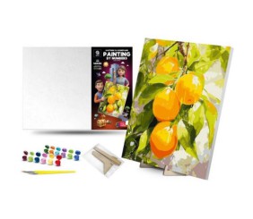 Картина по номерах 40х50 см "Соковиті лимони" з деревʼяною підставкою