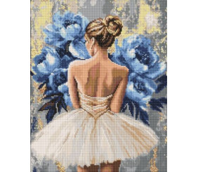 Алмазна мозаїка - "Балерина з блакитними півоніями" ©art_selena_ua, 40х50см