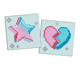 Алмазна мозаїка на магніті - "Зірка і розбите серце", набір із 2 сюжетів, 9х9см