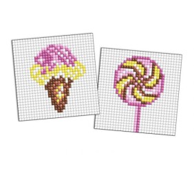 Алмазна мозаїка на магніті - "Морозиво і льодяник", набір із 2 сюжетів, 9х9см