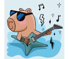 Картина за номерами - "Капібара рок-зірка", 30х30см