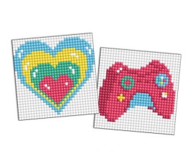 Алмазна мозаїка на стікері - "Серце і джостик", набір із 2 сюжетів, 9х9см