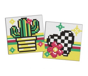 Алмазна мозаїка на стікері - "Квітка і кактус", набір із 2 сюжетів, 9х9см