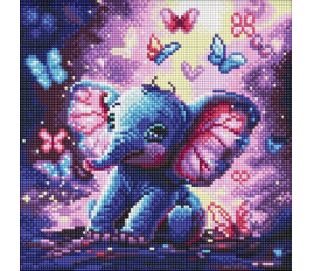 Алмазна мозаїка - "Безтурботний слоник" ©art_selena_ua, 30х30см