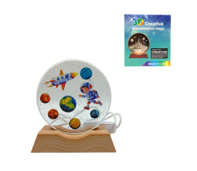 Нічник плоский скляний Хлопчик серед планет