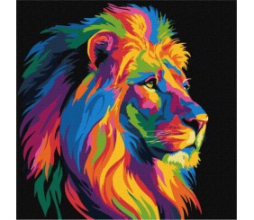 Картина за номерами - Яскравий лев 30х30 см.
