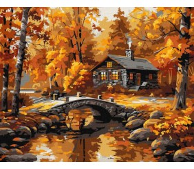 Картина за номерами - Селище над річкою 40х50 см.