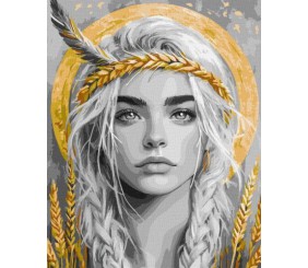 Картина за номерами - Колоски у волоссі з фарбами металік extra 40х50 см.