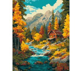 Картина за номерами - Осінь над потоком 40х50 см.