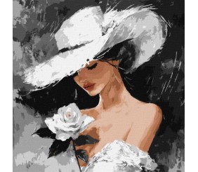 Картина за номерами - Біла троянда 40х40 см.