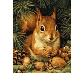 Картина за номерами - Білочка та горішки 40х50 см.
