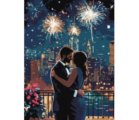 Картина за номерами - Мить кохання з фарбами металік extra 30х40 см.