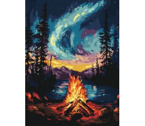 Картина за номерами - Північне сяйво з фарбами металік extra 30х40 см.