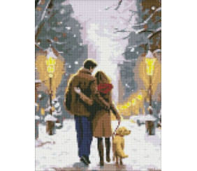 Алмазна мозаїка без підрамника - "Сімейна прогулянка" з голограмними стразами (AB) ©art_selena_ua, 30х40см