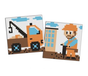 Алмазна мозаїка на стікері - "Професії. Будівельник", набір із 2 сюжетів, 9х9см