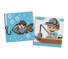 Алмазна мозаїка на стікері - "Професії. Рибак", набір із 2 сюжетів, 9х9см