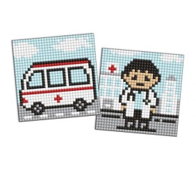 Алмазна мозаїка на стікері - "Професії. Лікар", набір із 2 сюжетів, 9х9см